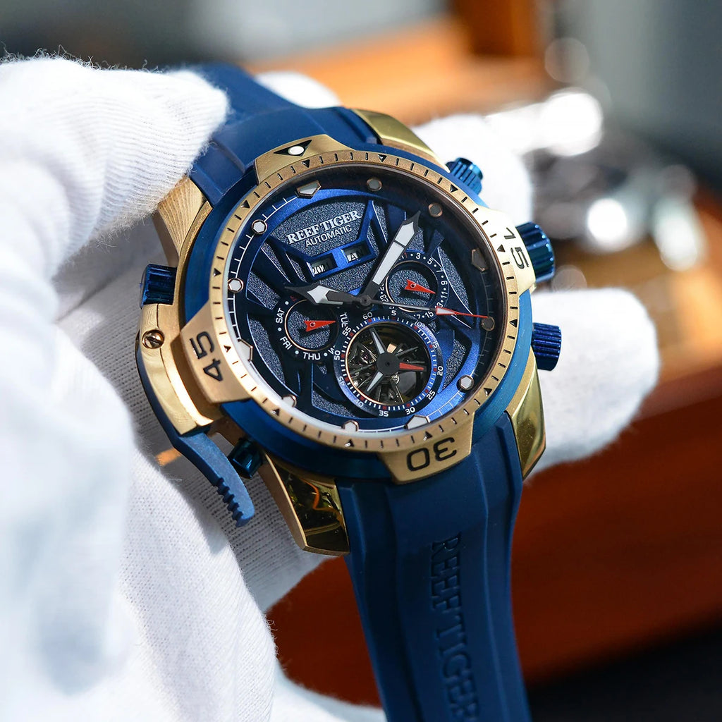Reef Tiger/Rt Sport Watch Complicated Dial Steel Watches with Year Month Perpetual Calendar Big Date Automatic Watches RGA3532
