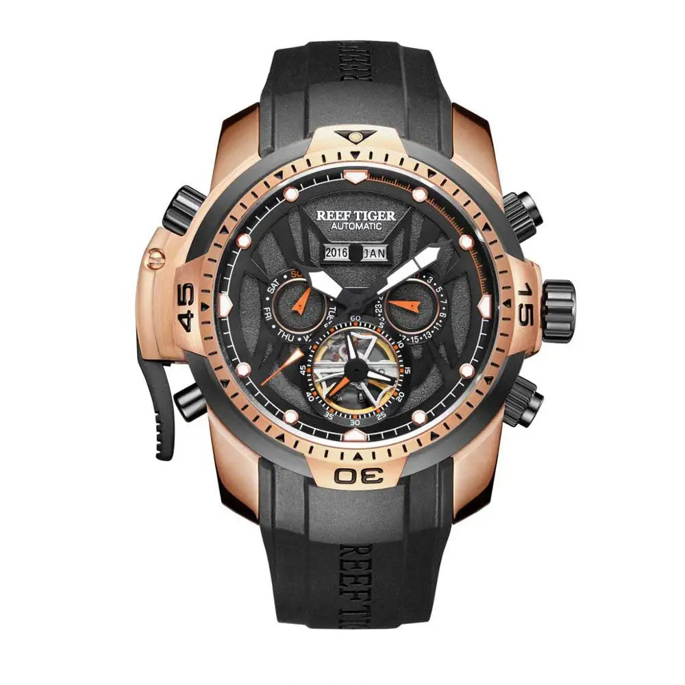 Reef Tiger/Rt Sport Watch Complicated Dial Steel Watches with Year Month Perpetual Calendar Big Date Automatic Watches RGA3532
