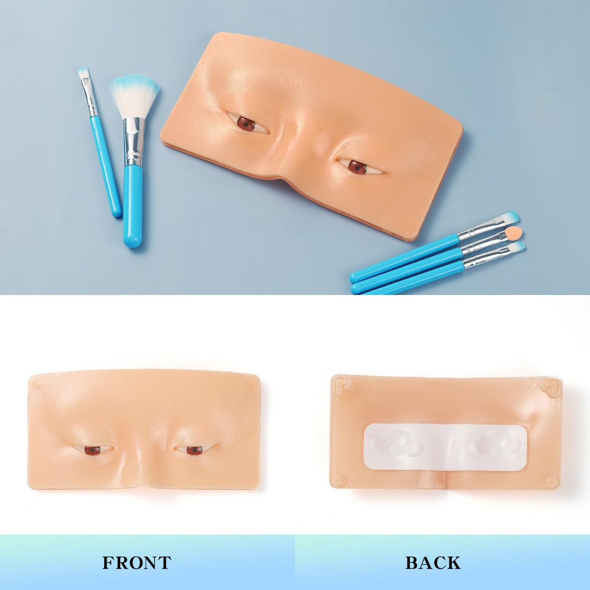 Silicone Makeup Practice Face Board with 5 Makeup Brushes Yellow