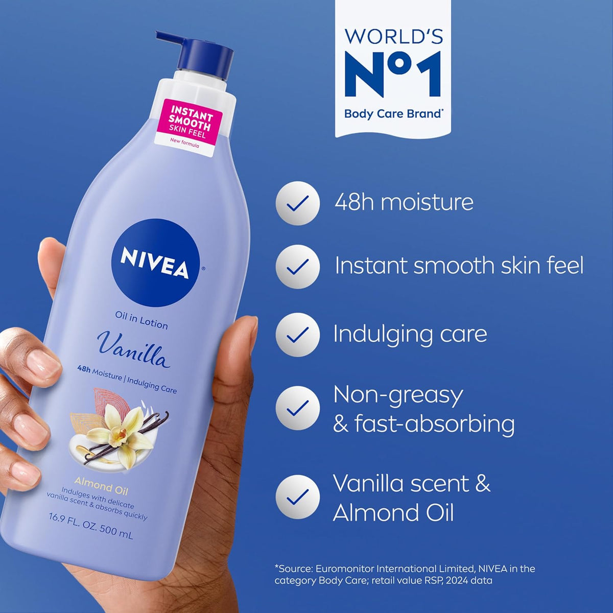 Oil in Lotion Body Lotion, Vanilla and Almond Oil, 3 X 16.9 FL OZ