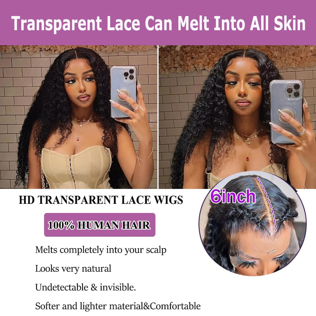 24 Inch 13X6 Lace Front Wigs Human Hair 200 Density Deep Wave Lace Front Wigs Human Hair 13X6 Deep Wave HD Frontal Wigs for Women Pre Plucked (13X6 Deep Wig, 24 Inch)