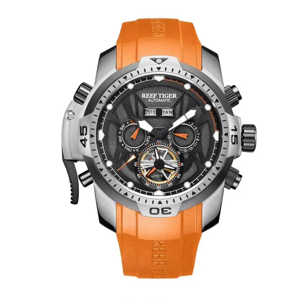 Reef Tiger/Rt Sport Watch Complicated Dial Steel Watches with Year Month Perpetual Calendar Big Date Automatic Watches RGA3532