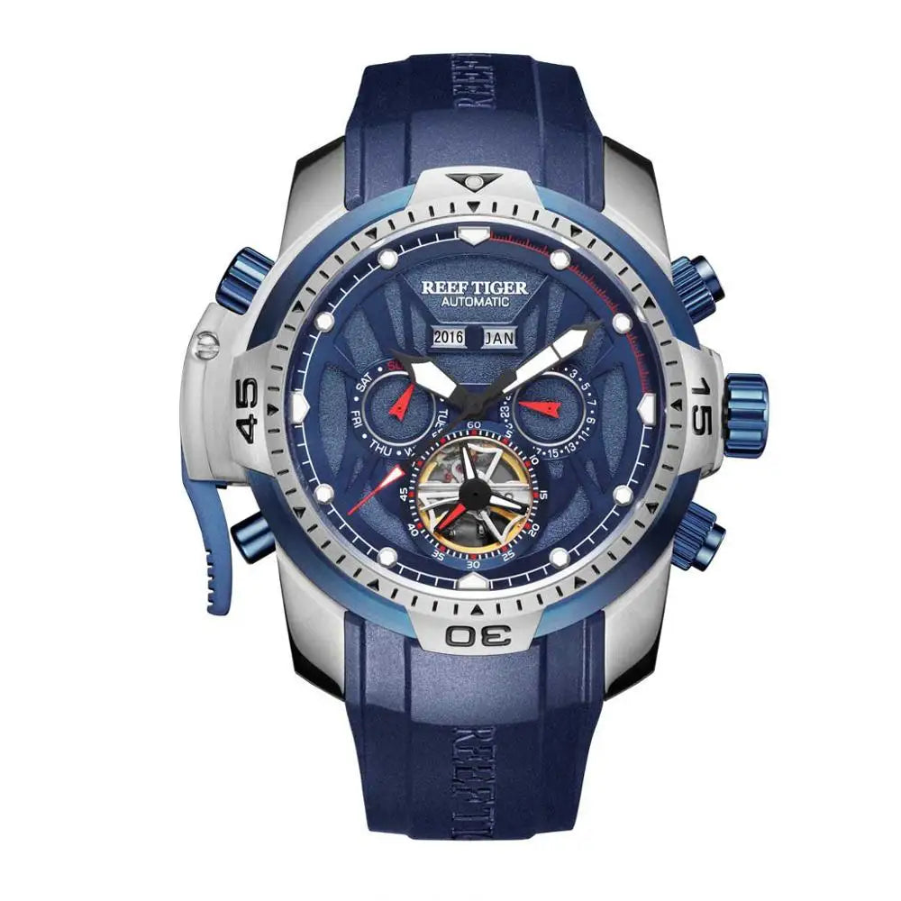 Reef Tiger/Rt Sport Watch Complicated Dial Steel Watches with Year Month Perpetual Calendar Big Date Automatic Watches RGA3532