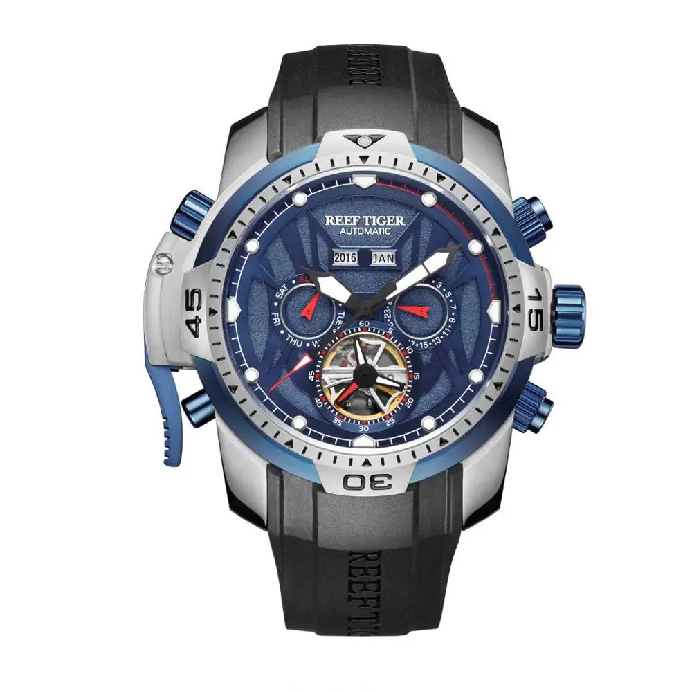 Reef Tiger/Rt Sport Watch Complicated Dial Steel Watches with Year Month Perpetual Calendar Big Date Automatic Watches RGA3532