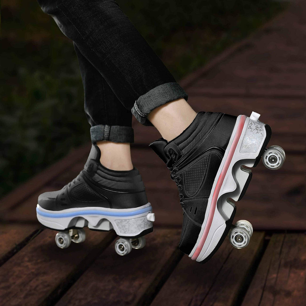 Double-Row Deform Wheel Automatic Walking Shoes Invisible Deformation Roller ...