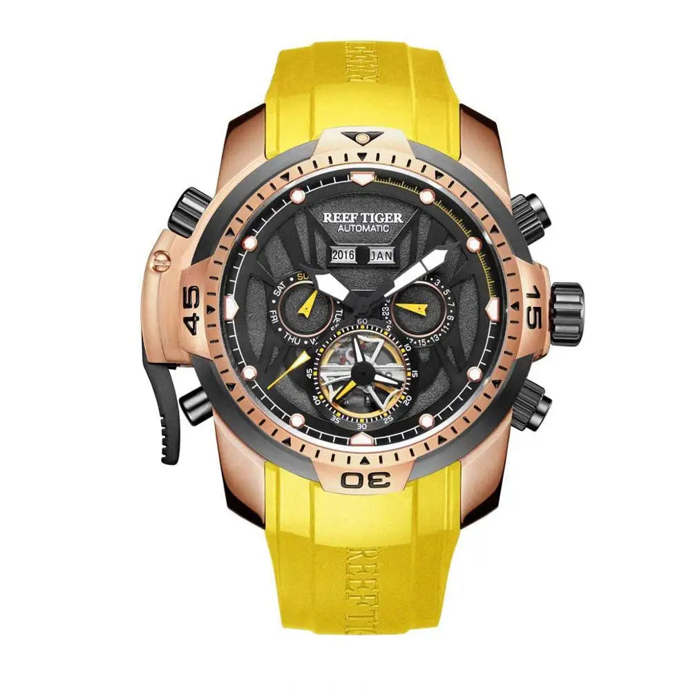 Reef Tiger/Rt Sport Watch Complicated Dial Steel Watches with Year Month Perpetual Calendar Big Date Automatic Watches RGA3532