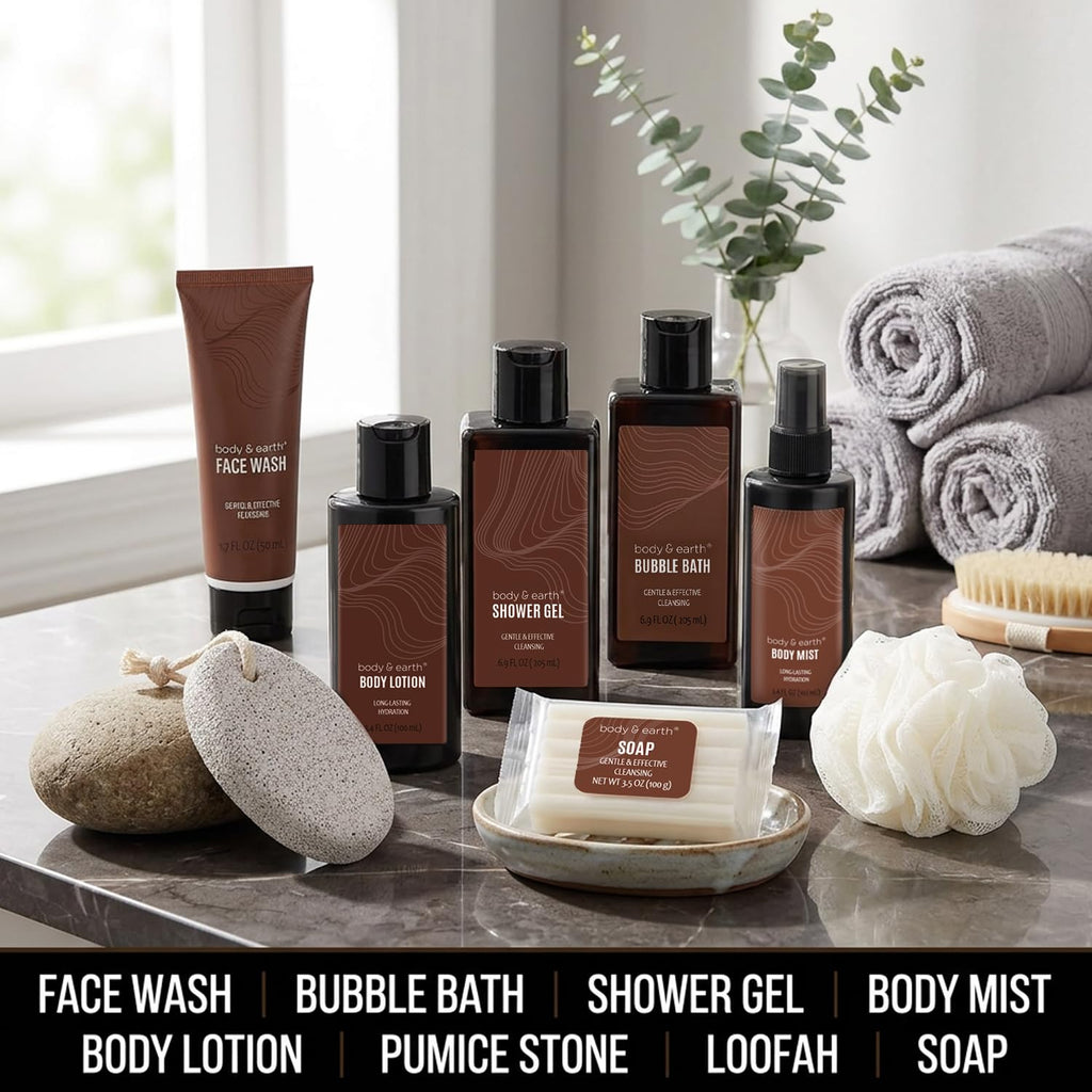 8Pc Sandalwood Gifts for Men Spa Gifts Bath Set for Man