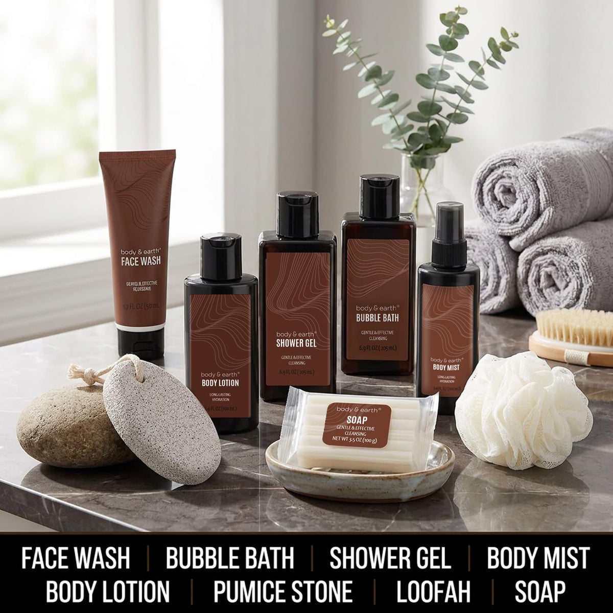 8Pc Sandalwood Gifts for Men Spa Gifts Bath Set for Man