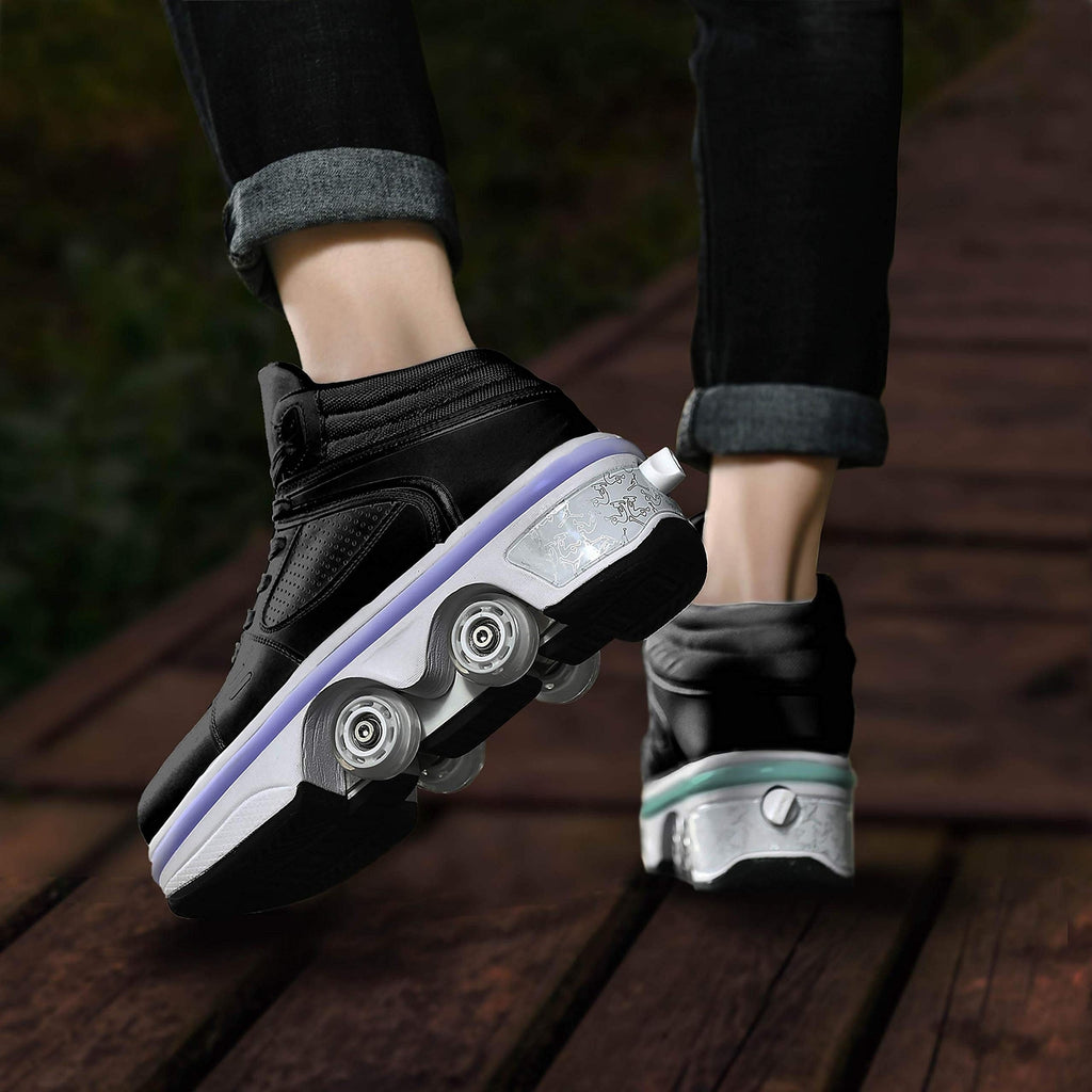 Double-Row Deform Wheel Automatic Walking Shoes Invisible Deformation Roller ...
