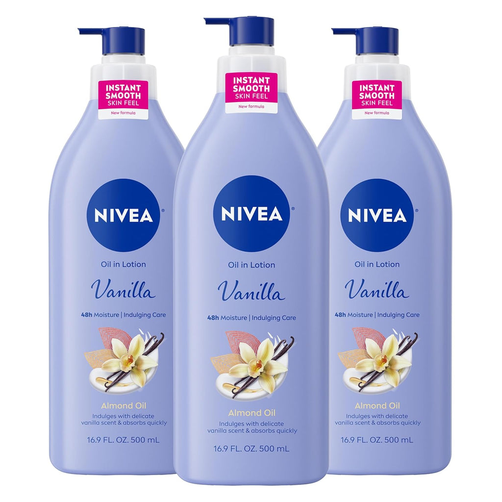 Oil in Lotion Body Lotion, Vanilla and Almond Oil, 3 X 16.9 FL OZ