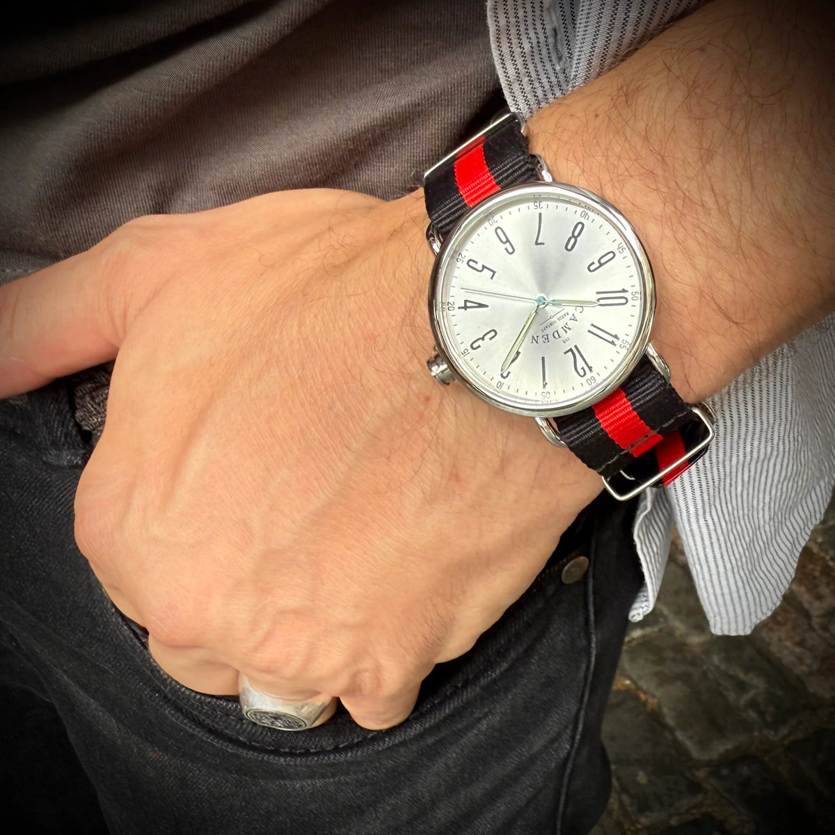 No.88 Steel on Red & Black Nylon