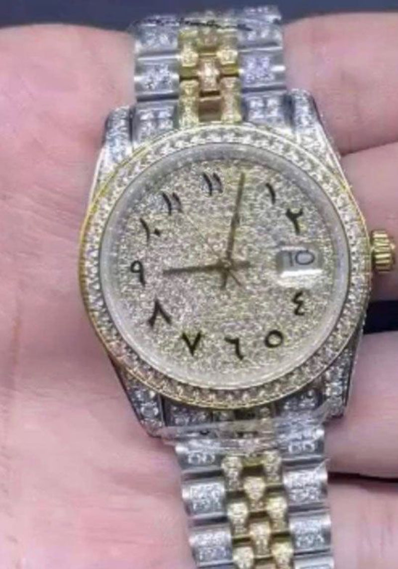 Mens Watch Full Diamond Automatic Mechanical Watches Movement 41Mm Business Wristwatch Classic Bracelet Wristwatches Montre De Luxe