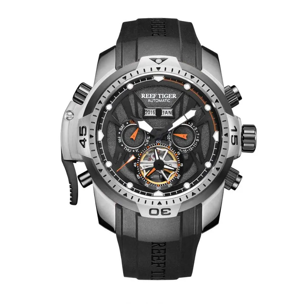 Reef Tiger/Rt Sport Watch Complicated Dial Steel Watches with Year Month Perpetual Calendar Big Date Automatic Watches RGA3532