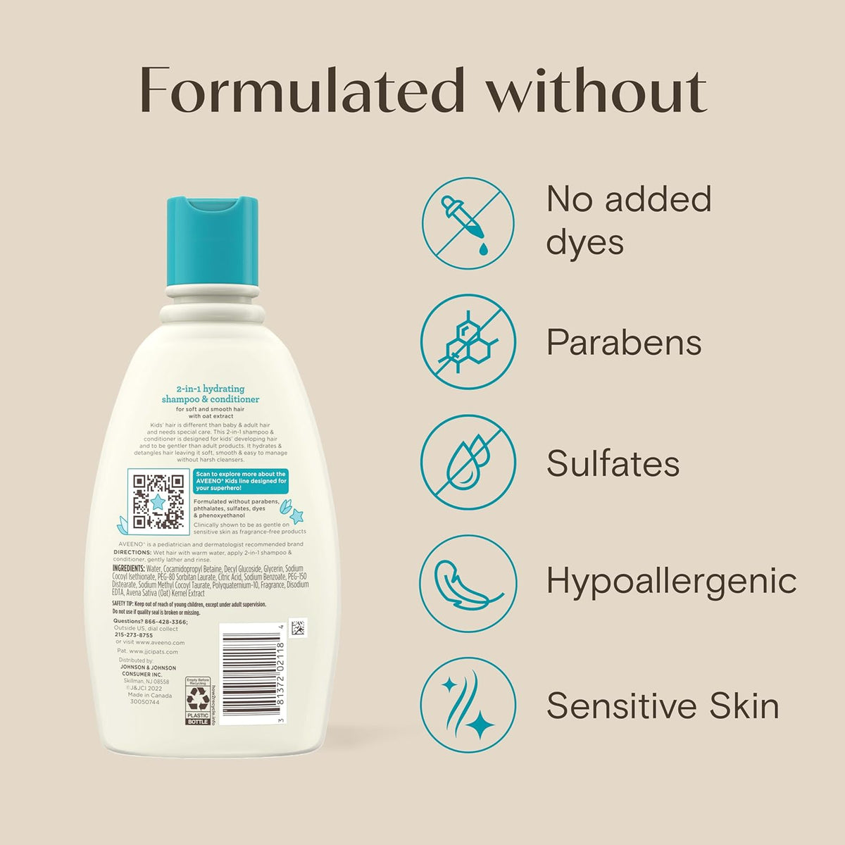 Aveeno Kids Shampoo & Conditioner, Hypoallergenic, 12 Fl. Oz