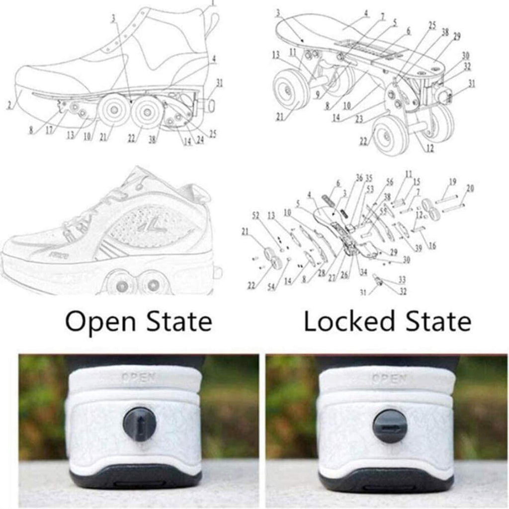 Double-Row Deform Wheel Automatic Walking Shoes Invisible Deformation Roller ...