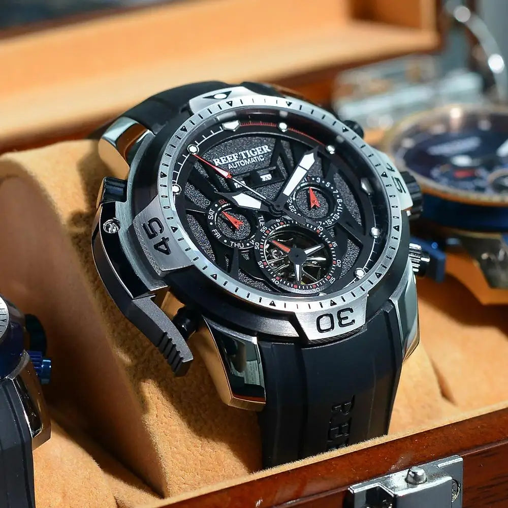 Reef Tiger/Rt Sport Watch Complicated Dial Steel Watches with Year Month Perpetual Calendar Big Date Automatic Watches RGA3532