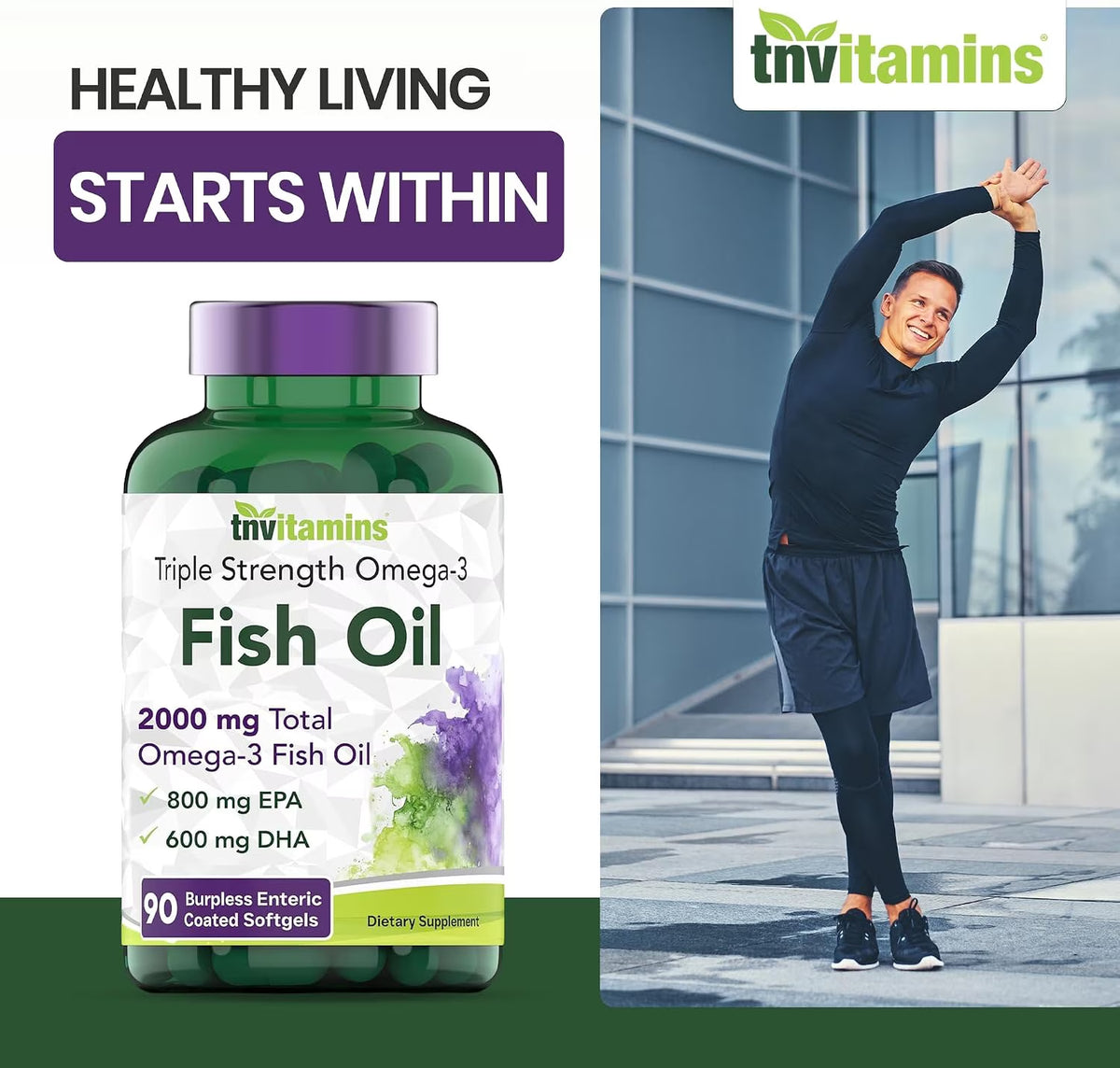 Burpless Omega 3 Fish Oil 2000Mg Enteric Coated Softgels with Epa Dha Wild Caught Purified Omega 3 Fatty Acid Supplements Mercury Free, Count 90