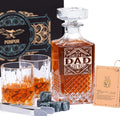 Gifts for Men Dad Fathers Day, Whiskey Decanter Set with 2 Glasses, Unique Cool Dad Birthday Gift from Daughter Son, Best Christmas Retirement Present for Man Father