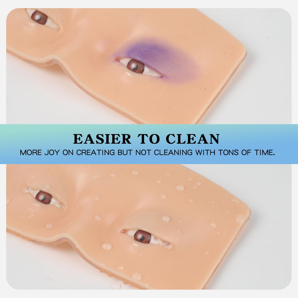 Silicone Makeup Practice Face Board with 5 Makeup Brushes Yellow