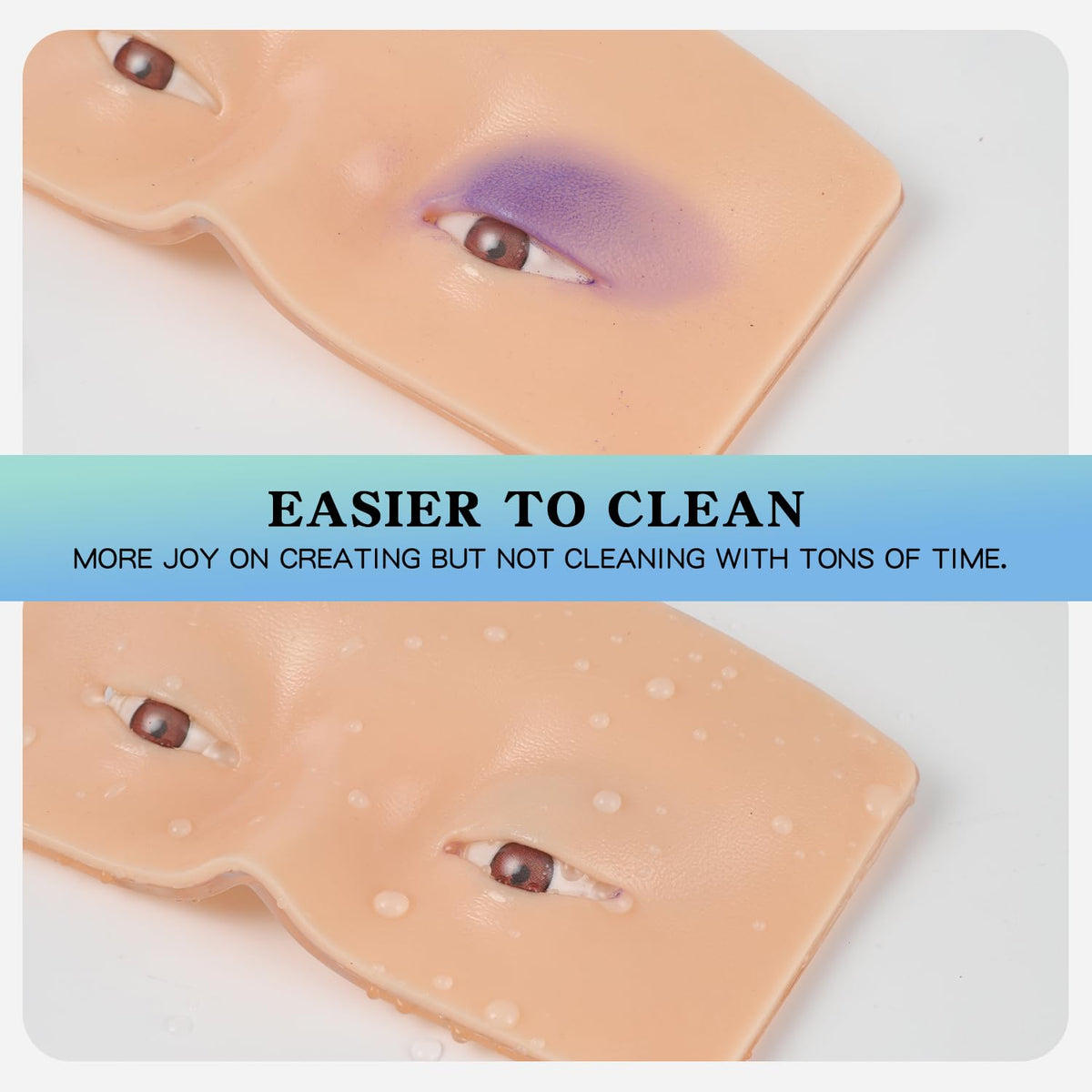 Silicone Makeup Practice Face Board with 5 Makeup Brushes Yellow