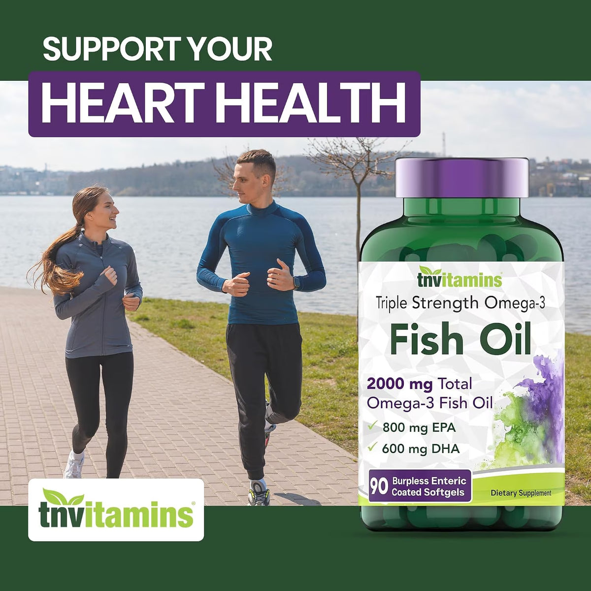 Burpless Omega 3 Fish Oil 2000Mg Enteric Coated Softgels with Epa Dha Wild Caught Purified Omega 3 Fatty Acid Supplements Mercury Free, Count 90