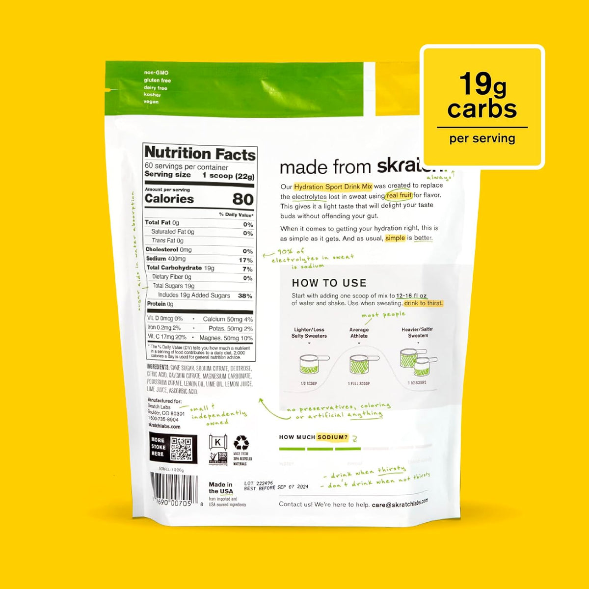 Hydration Sports Drink Mix, Lemon Lime, 60 Servings