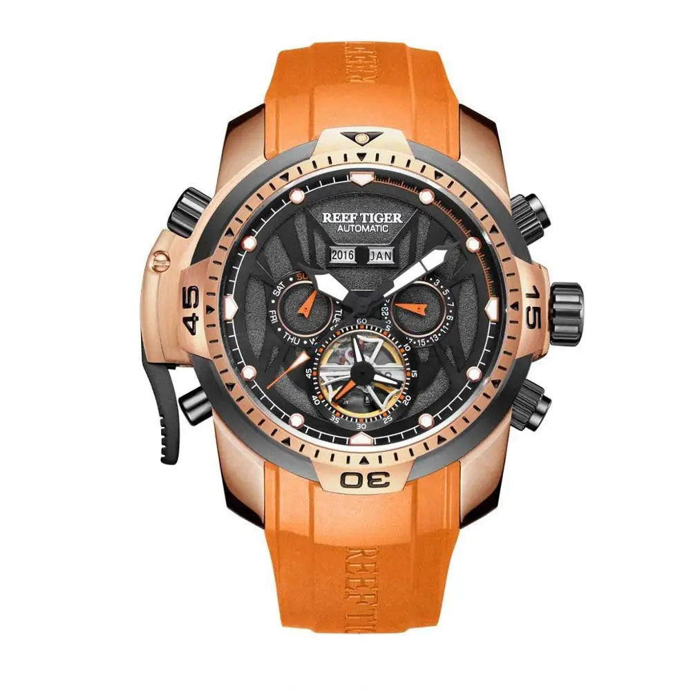 Reef Tiger/Rt Sport Watch Complicated Dial Steel Watches with Year Month Perpetual Calendar Big Date Automatic Watches RGA3532