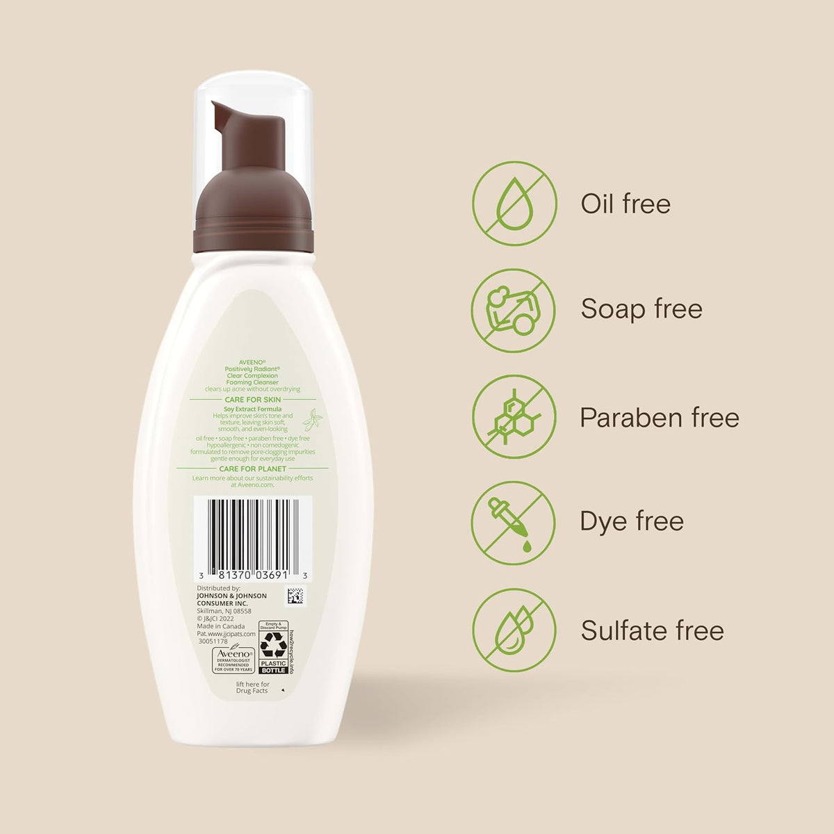 Aveeno Positively Radiant Clear Complexion Foaming Face Cleanser, 6 Fl. Oz