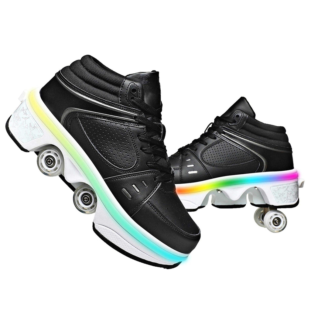 Double-Row Deform Wheel Automatic Walking Shoes Invisible Deformation Roller ...