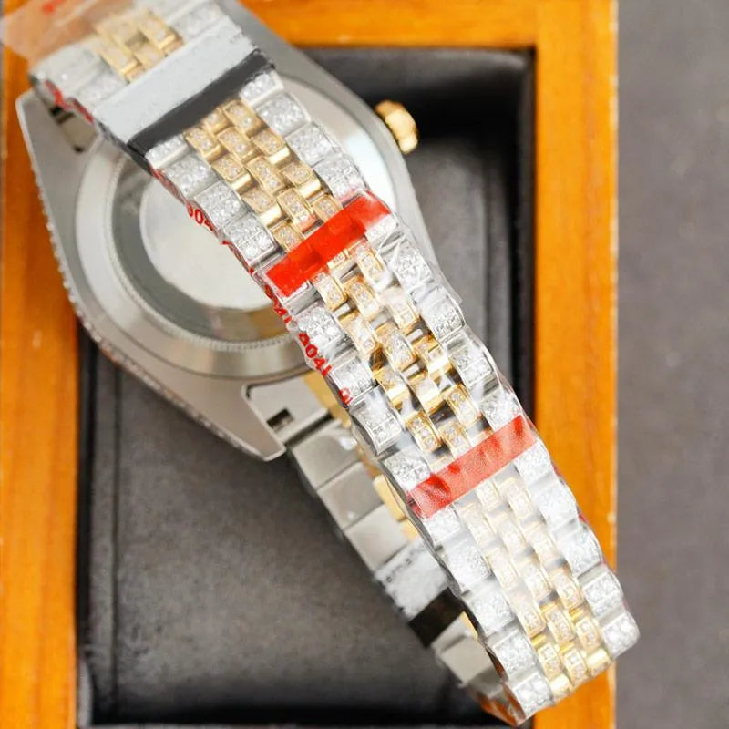 Mens Watch Full Diamond Automatic Mechanical Watches Movement 41Mm Business Wristwatch Classic Bracelet Wristwatches Montre De Luxe