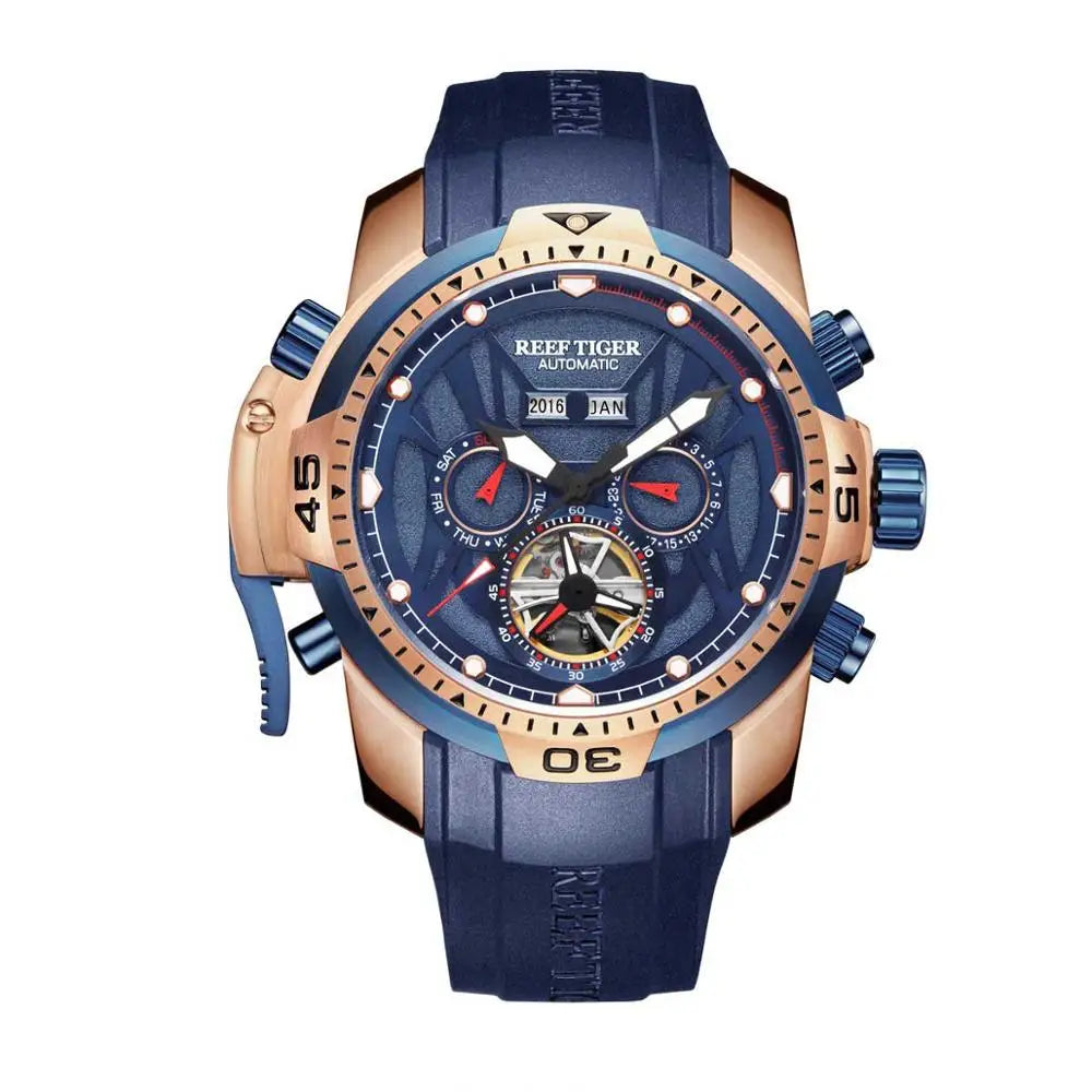 Reef Tiger/Rt Sport Watch Complicated Dial Steel Watches with Year Month Perpetual Calendar Big Date Automatic Watches RGA3532