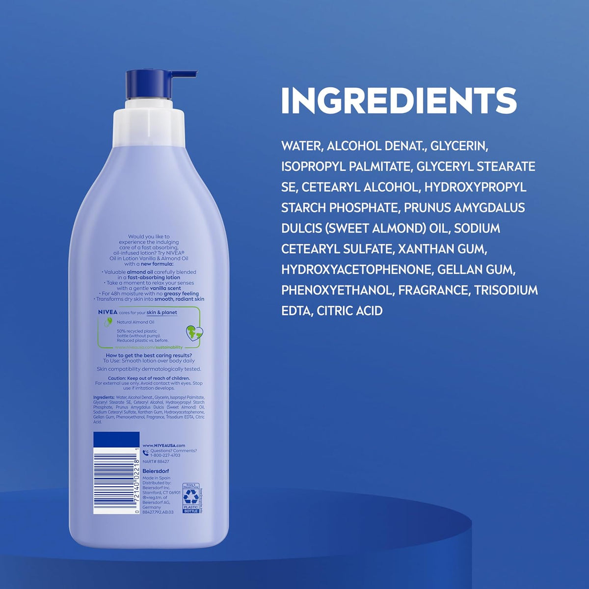 Oil in Lotion Body Lotion, Vanilla and Almond Oil, 3 X 16.9 FL OZ